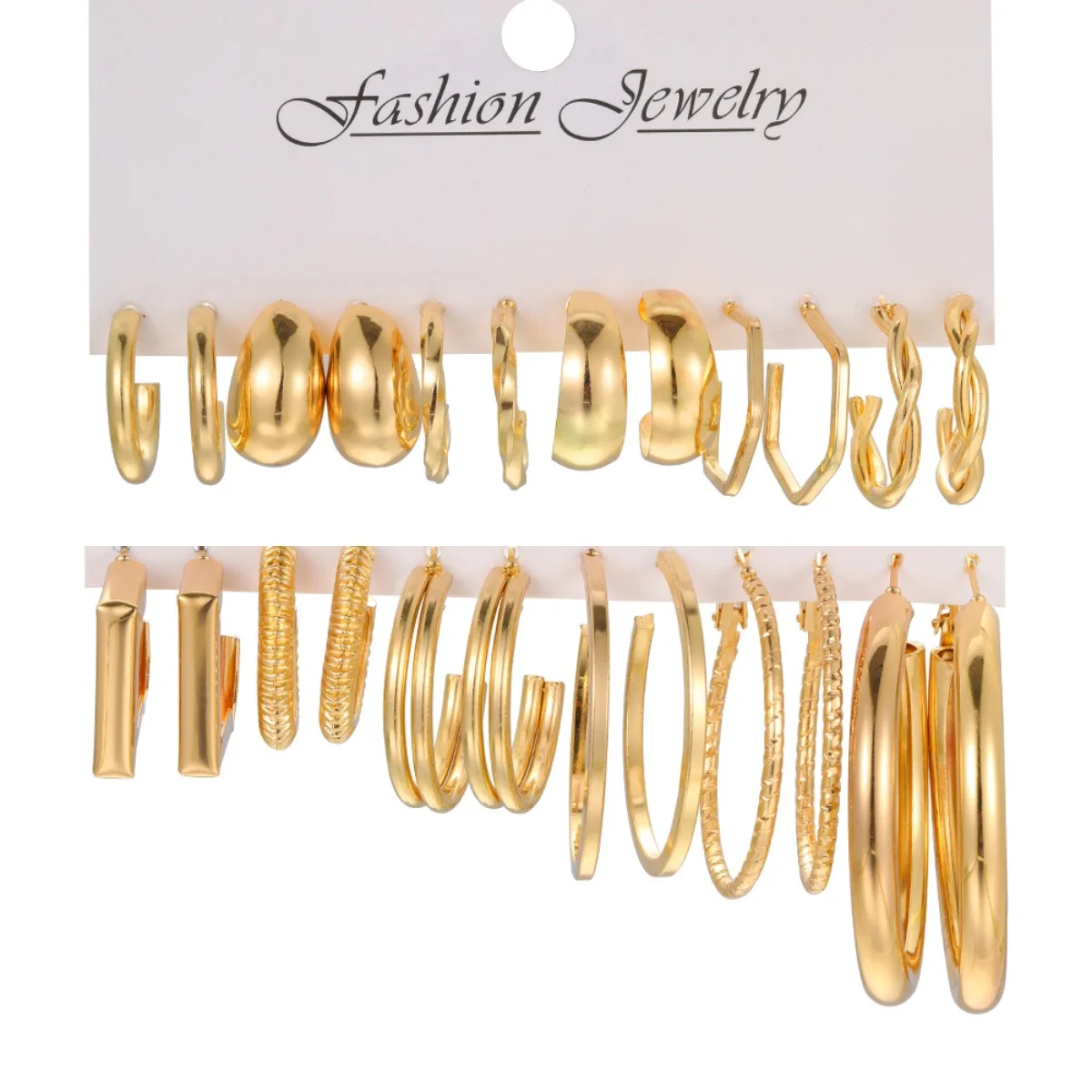 24 Pcs Simple Gold Color Circle Women Earrings Boho Creative Metal Geometry Temperament Hoop Earrings 2024 New Jewelry Gifts