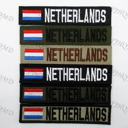 Netherlands Dutch Flag Custom Name Tape Patch Hook and Loop Embroidery Multicam Green ACU Black  Tan