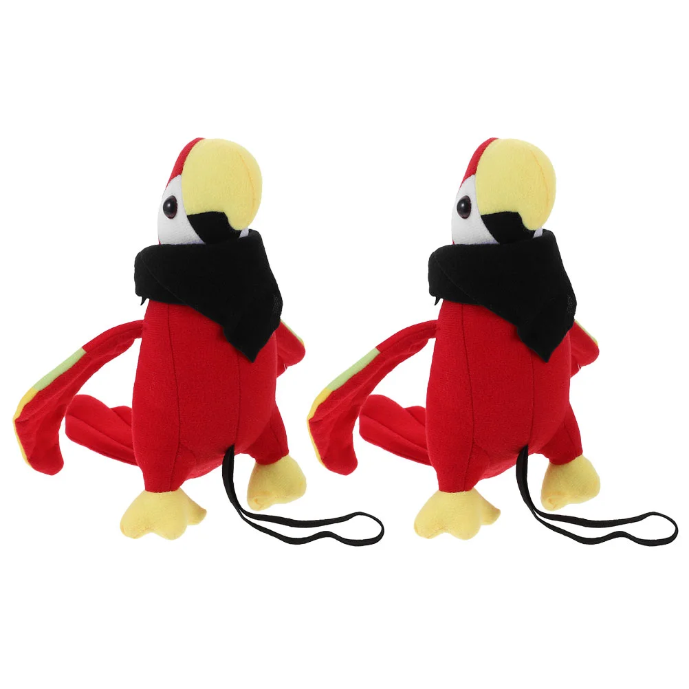 2 Sets Pirate Parrot Plush Toy Shoulder Accessory Stuffed Bird Model Costumes Accessories Playtime Fun Headwear