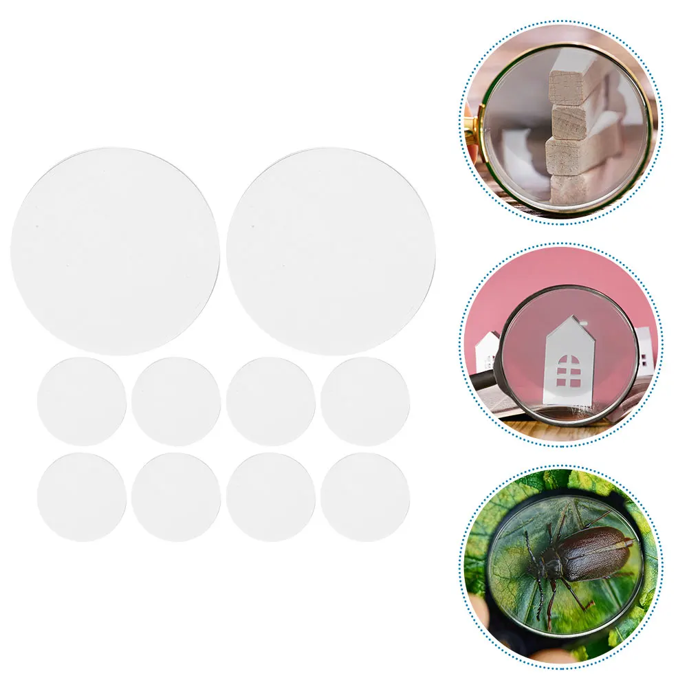 

10 Pcs Magnifier 3D Magnifying Glass Lens Experiment Acrylic Double Convex Optical Kit