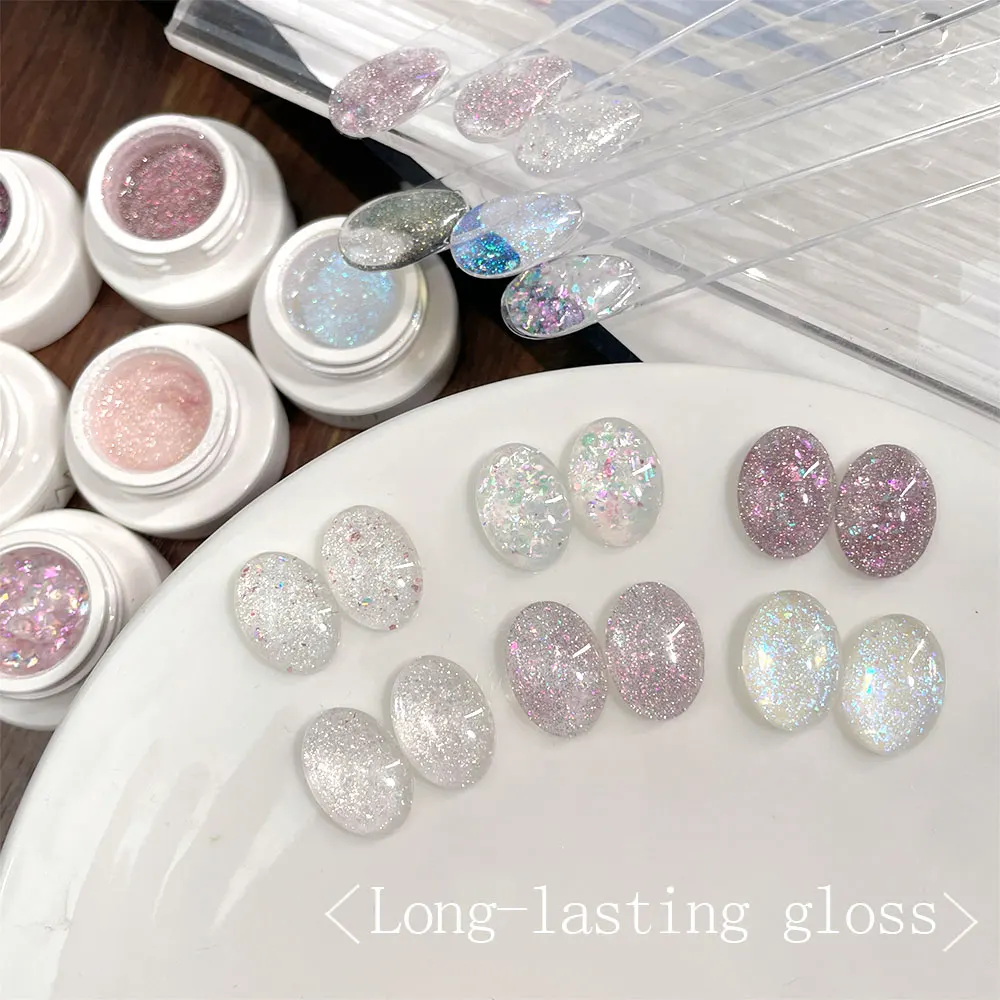 5 مللي ليزر قوس قزح المغناطيسي عين القط جل عاكس تألق ليزر قوس قزح جل شبه دائم الأشعة فوق البنفسجية LED جل أظافر ملون