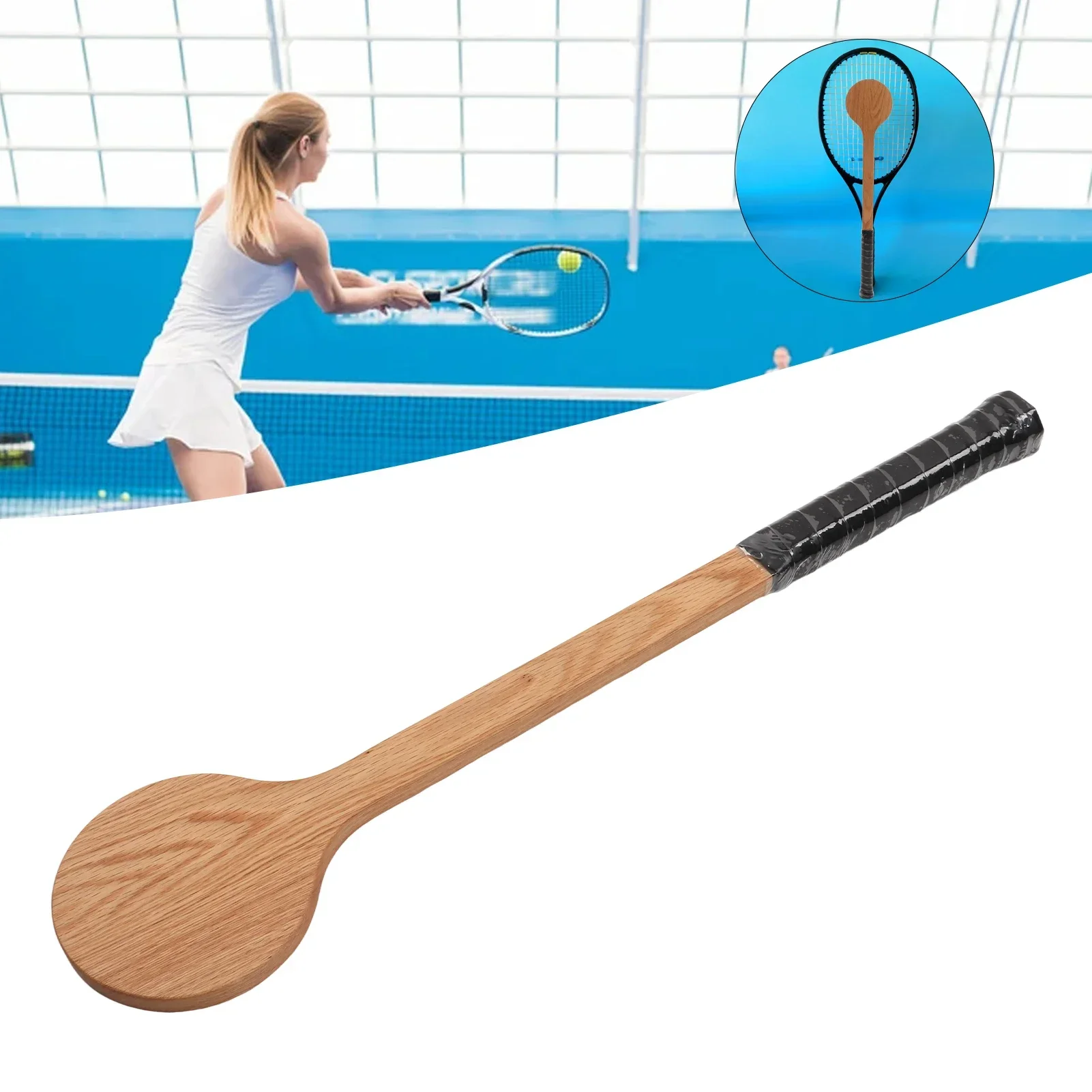

Tennis Pointer Spoon Wood Sweet Pointer Trainer Racket Swing Practice Training Aid With Storage Bag For Sports 60cm/23.6in