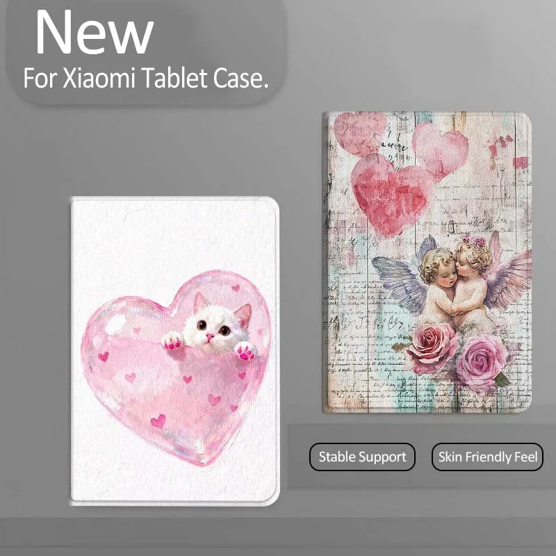 

Cartoon Angel Heart Rose Tablet Case For Xiaomi Redmi Mini Pad SE K 2 4 5 6 7 8 2023 2025 11 8.8 11.2 10.1 Pro Gift