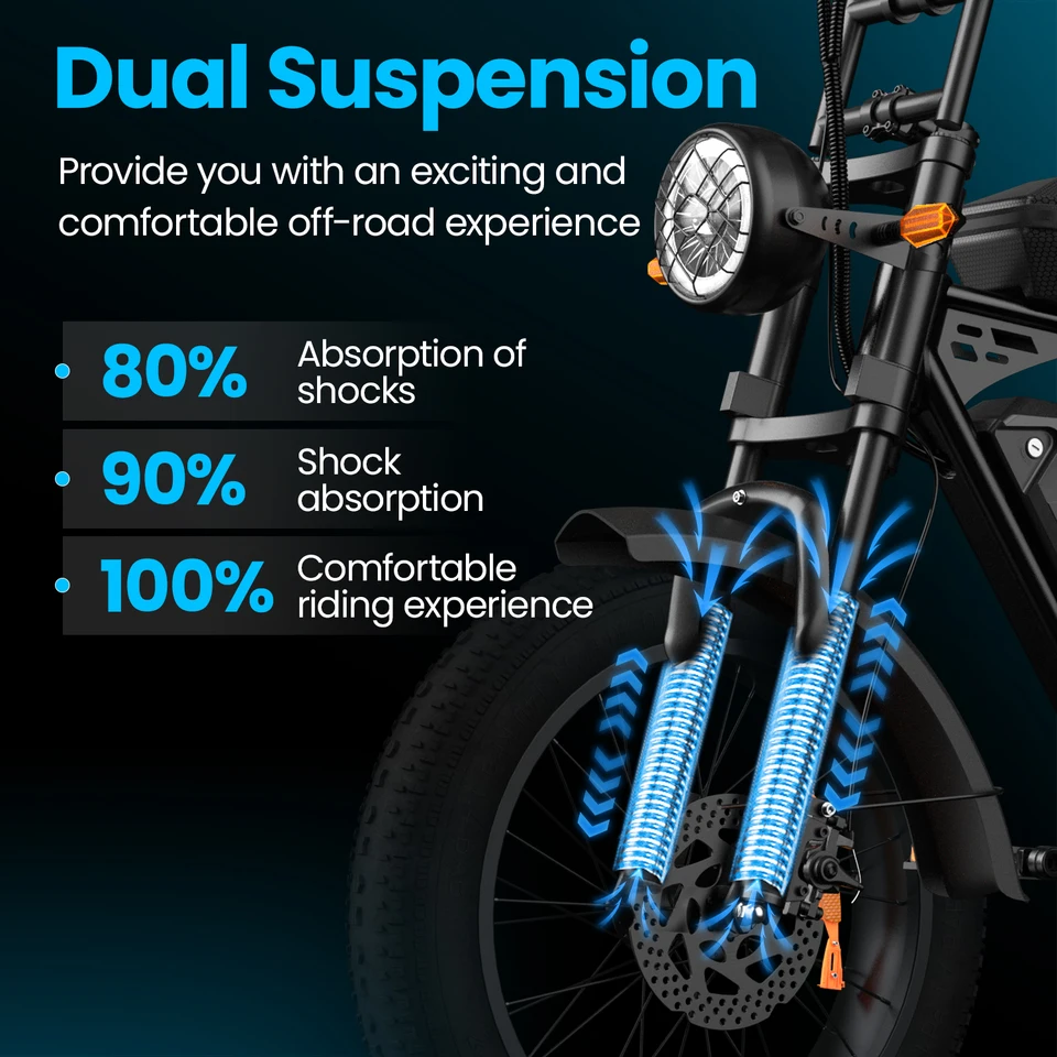 20" Electric Mountain Fat Tire E Bike For Adults, 750W Peak Motor Commuter Ebikes, 48V 15.5AH High Capacity Battery, 37.9 Miles 4Hour Fast Charging, Gears Adults Electric Motorcycles Bicycle image 5