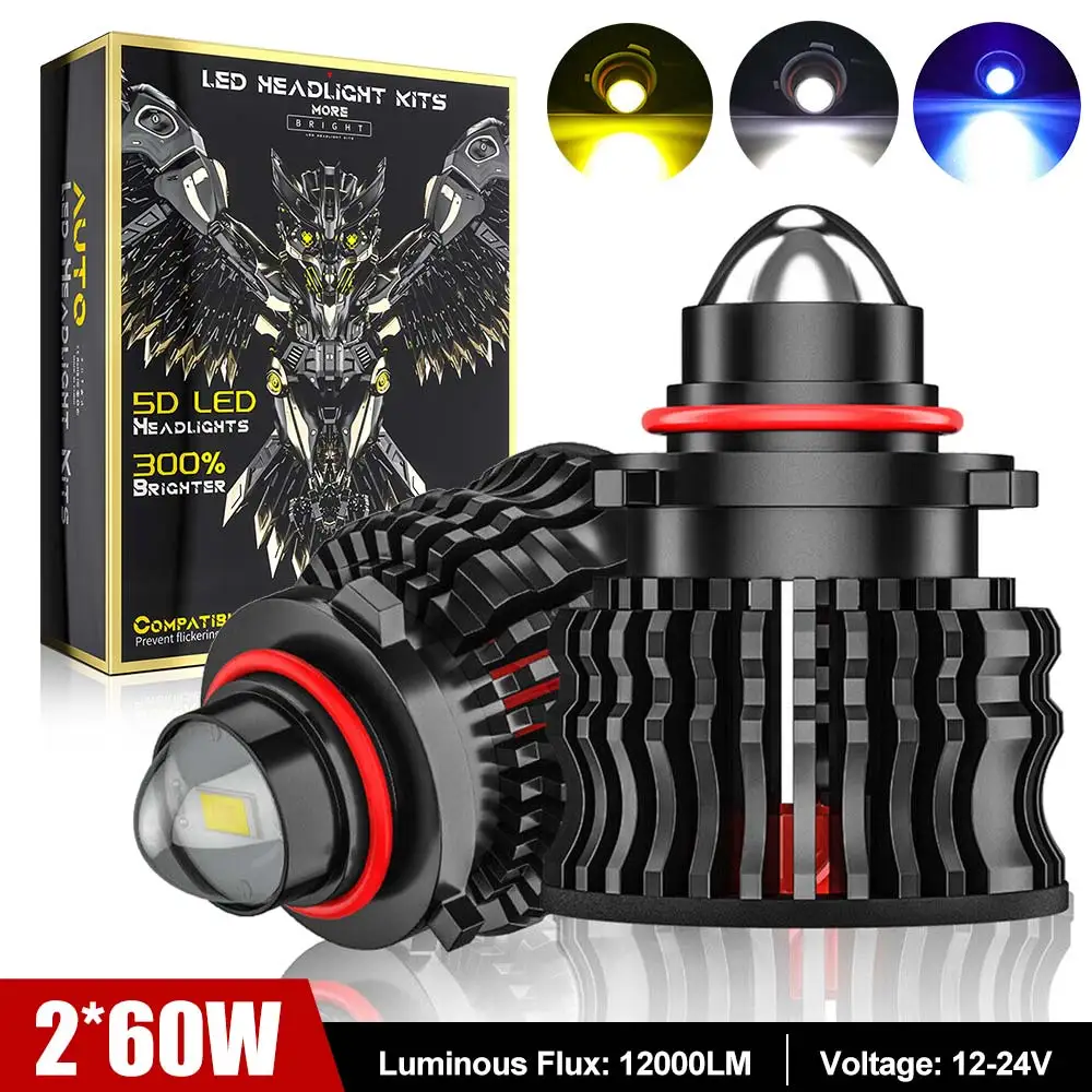 

60W Automotive LED headlights Car Laser Projector Light Bulb with Lens Headlight H8-H11 LED Fog Light 12000LM