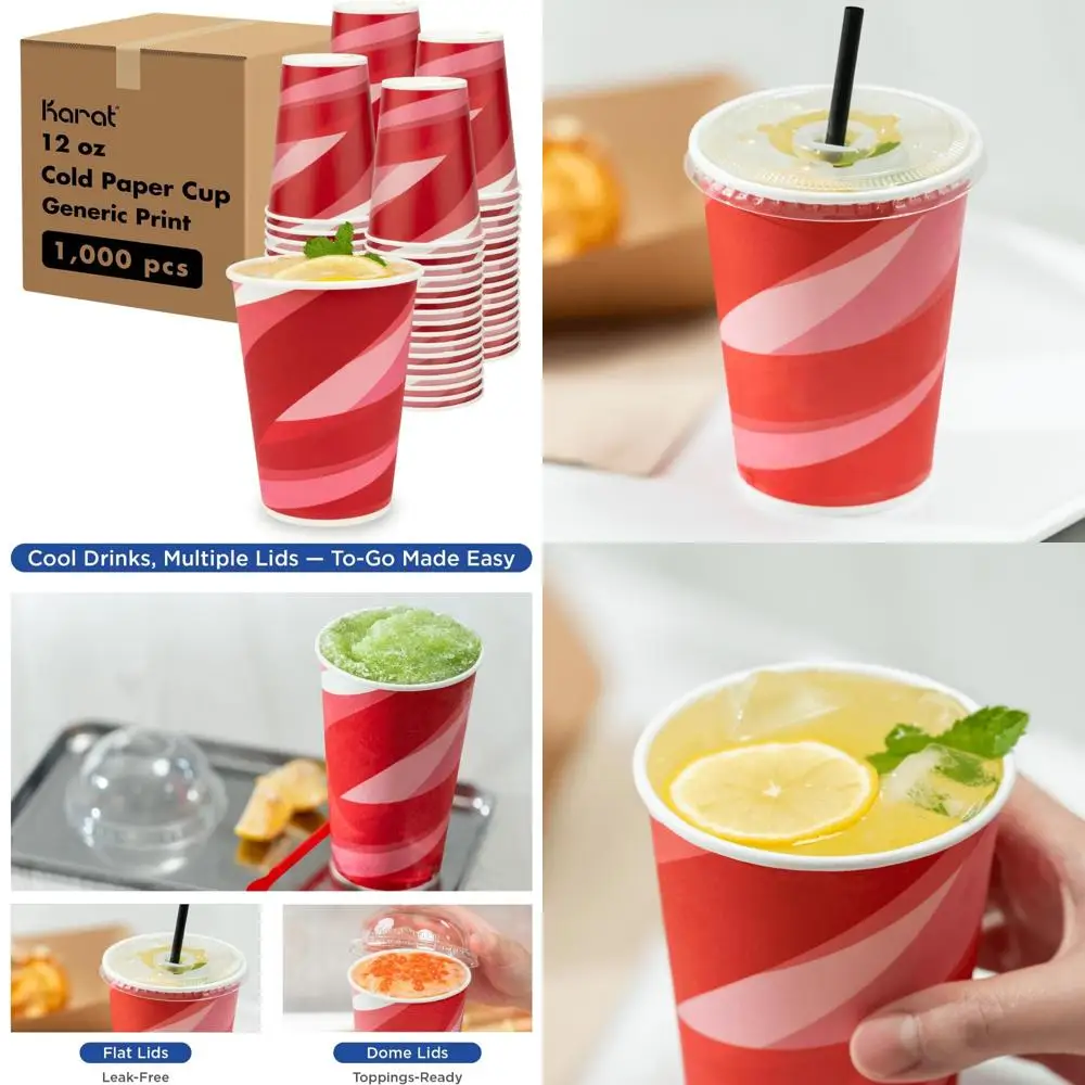 

Double-Poly Lined 12oz Paper Cups - 1000 Count, Durable for Cold Beverages, Ideal for Milkshakes and Fountain Drinks, Smooth Sty