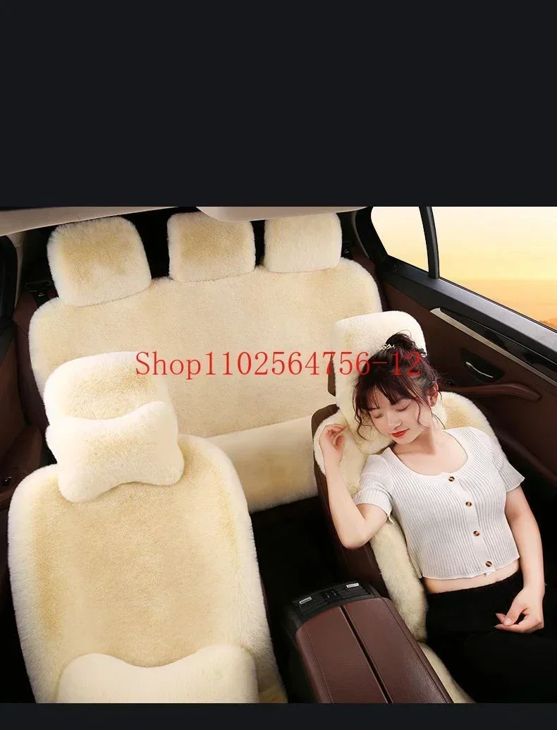 

Car Winter Seat Cover Sheepskin 5 Seater Plush Rabbit Car Seat Cover Faux Fur Car Seat Cover Winter Warm Fluffy Auto Cushion