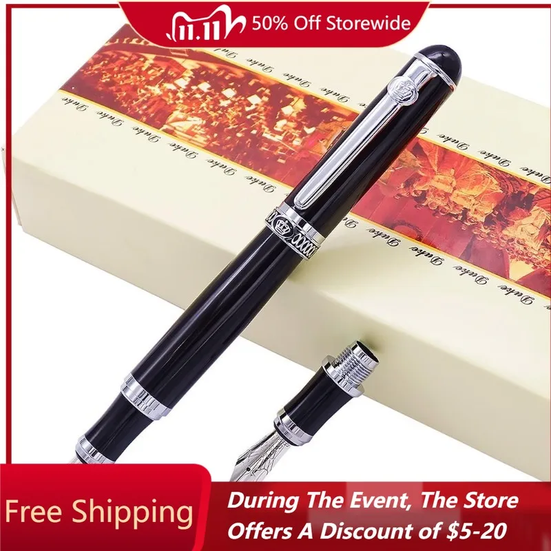 

NewDuke D2 черная перьевая ручка F наконечники иридиевые средние и наконечники для каллиграфии Fude сменный подарок для письма канцелярские принадлежности