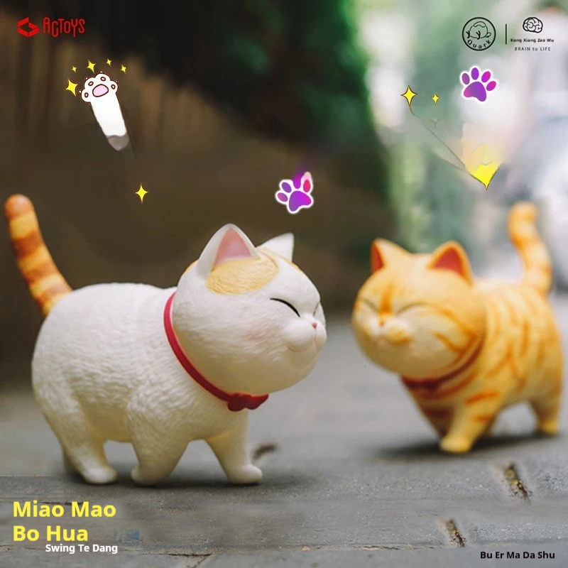 

100% cat bell second bounce box egg anime blind box animation surrounding cute cat tabletop decoration