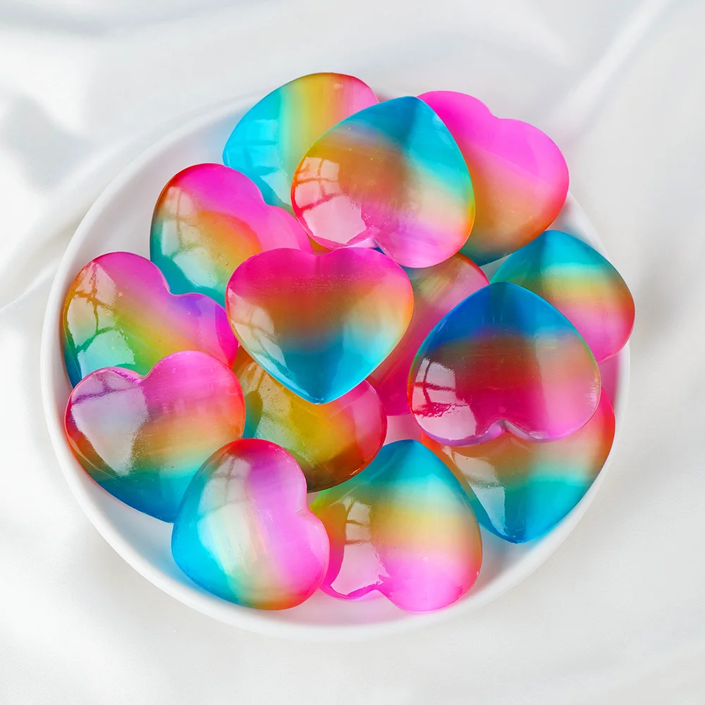 1 Natural Heart-Shaped Selenite with Aura — Vibrant Rainbow Colors, Ideal for Jewelry Making, Necklace Pendants, and DIY Crafts