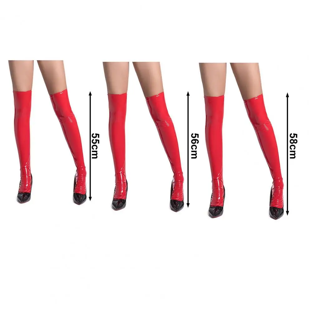 1 زوج 55/56/58 سنتيمتر النساء جوارب لامعة فو الجلود فوق الركبة طول سليم صالح نادي حفلة تأثيري عرض مسرحي جوارب طويلة #6