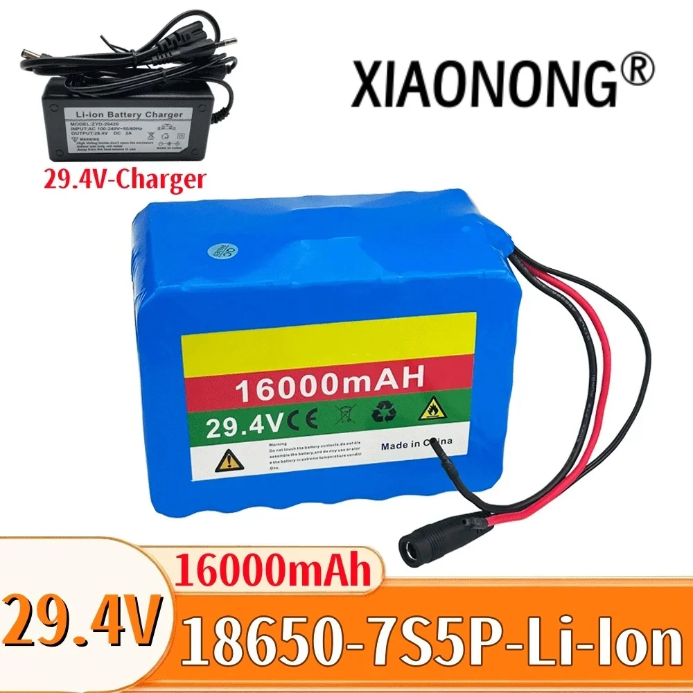 

7S5P 29.4V 16Ah Battery Pack 500W 24V 16000mAh Lithium-ion High-quality Battery for Wheelchair Electric Bicycle + 2A Charger