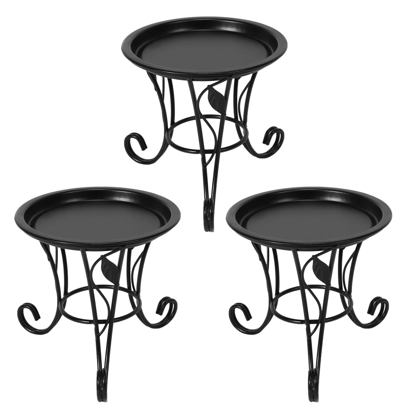 3X European Style Simple Mini Flower Stand Flower Pot Flower Shelf Iron Stand + Iron Plate For Desktop Balcony