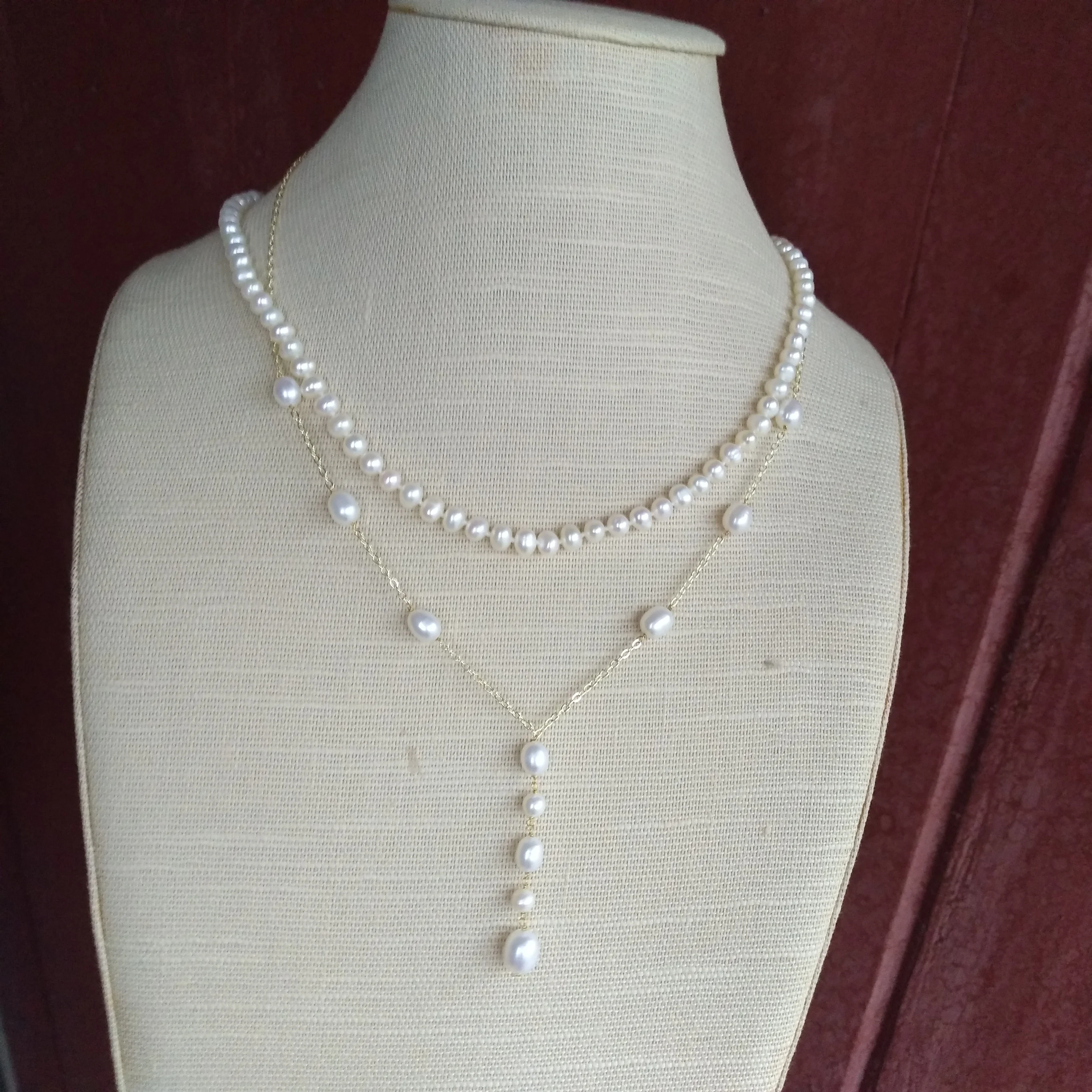 Design Pretty 2Row AAA+ White Akoya Pearl Necklaces & Pendants Please see more photos with pearl details