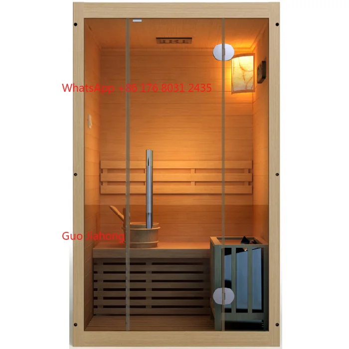 

Traditional Indoor One Person Steam Sauna with Heater Wooden Hemlock Steamer Sauna Room