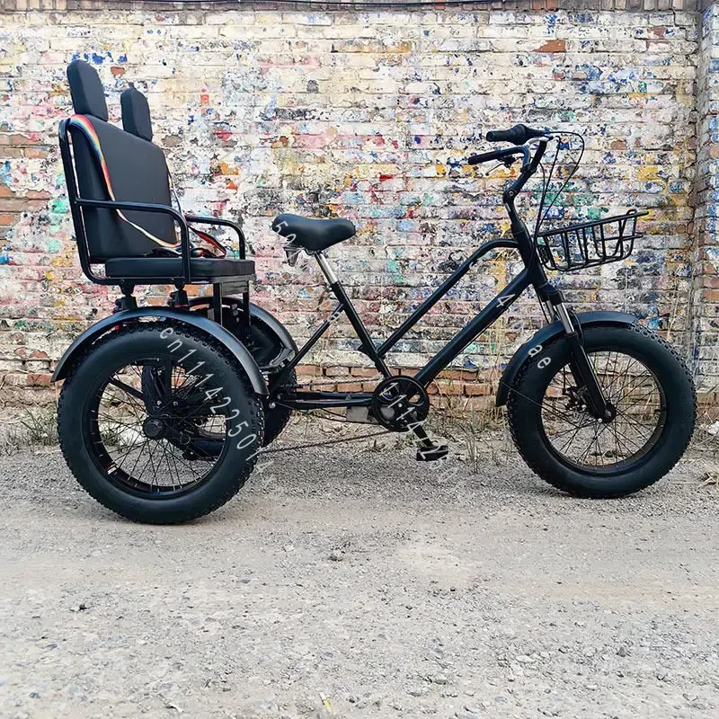 With Seat Style Tricycle Bicycle Foot-pedal Snowmobile Human-powered Thick Tire Pedal Tricycle 20-inch