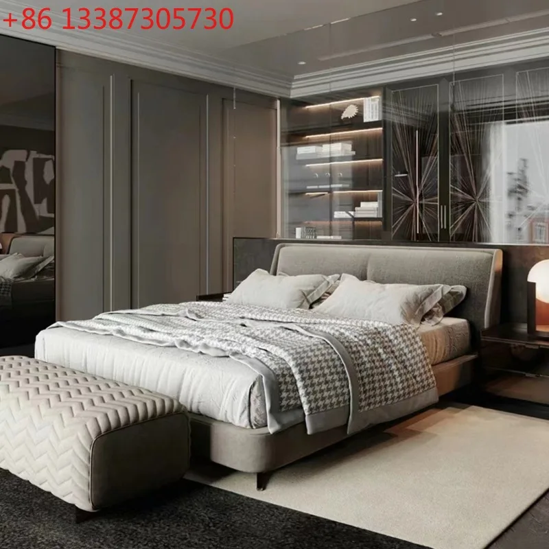 

Italian simple modern light luxury design double bed master bedroom soft bed wedding bed