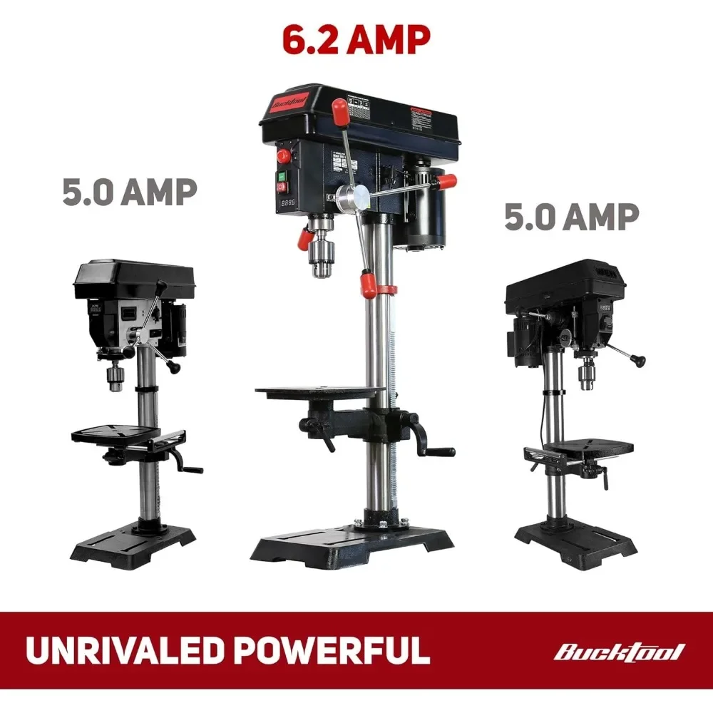 12 INCH 6.2A Professional Bench Drill Press, 3/4HP Powerful Benchtop Drill Press, Variable Speed Drill Press