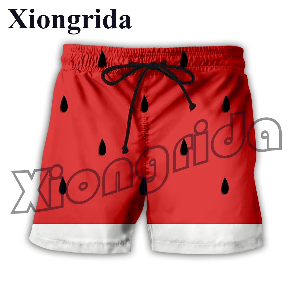 Novelty Watermelon Shorts Men's Fruit Print Pants Elastic Short Trousers Male Fashion Beach Swim Trunks
