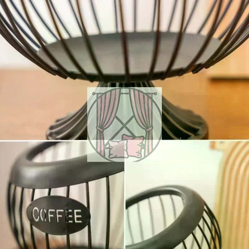Porte-capsules à café en fil de fer, panier grande capacité pour l'organisation de la station à café sur le comptoir de cuisine