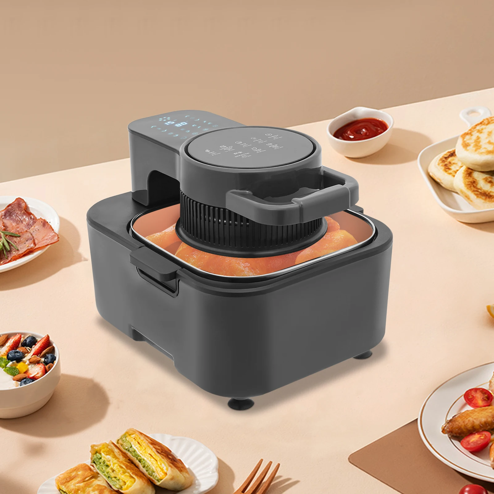 

9L Touch Screen Air Fryer with 360° Even Heating & Smart Safety Features, Large Capacity for Healthy Snacks, Adjustable 90-200°C