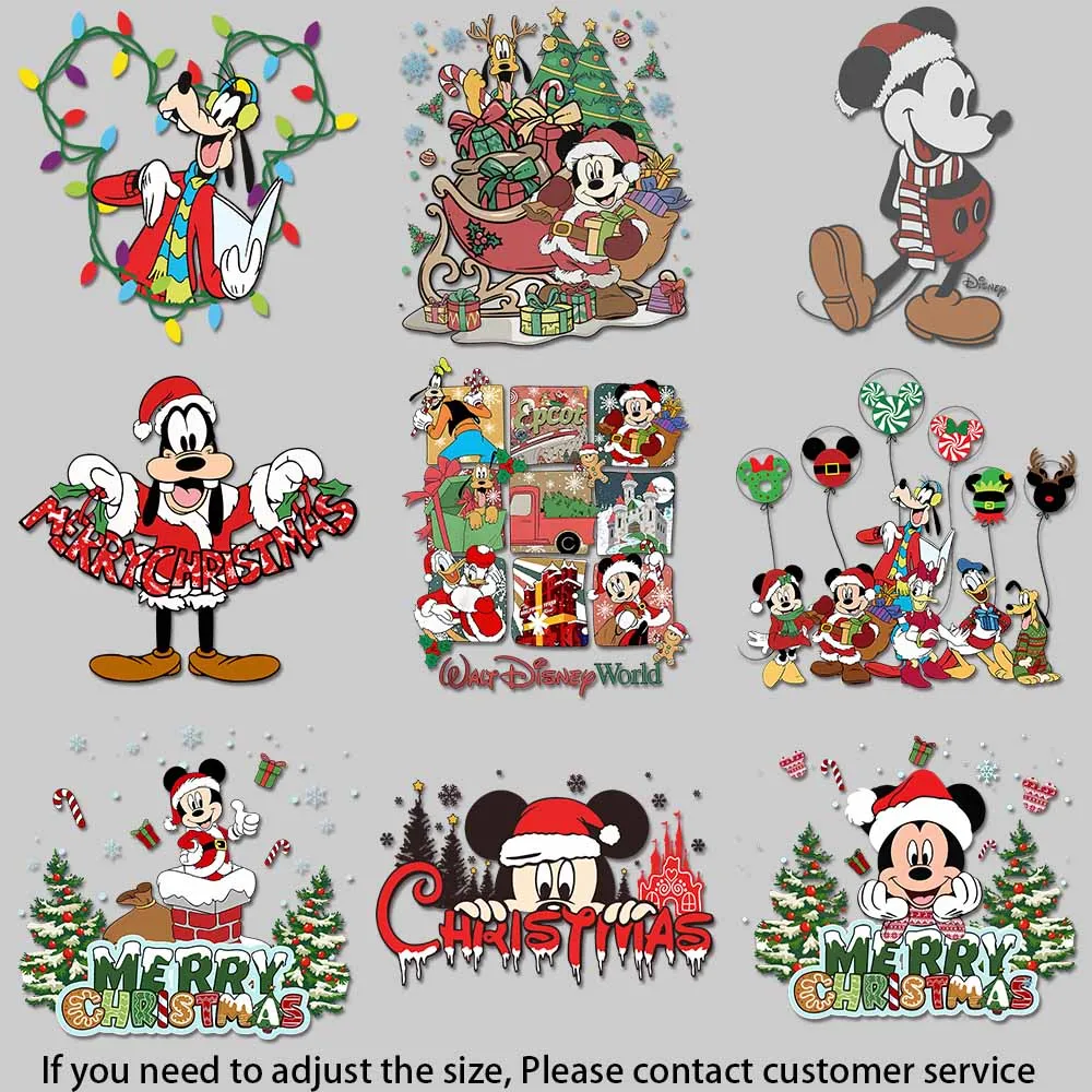 

Очень веселые рождественские переводки Микки. Термоперенос для одежды. Сезонные теплопередающие узоры для праздничных товаров.