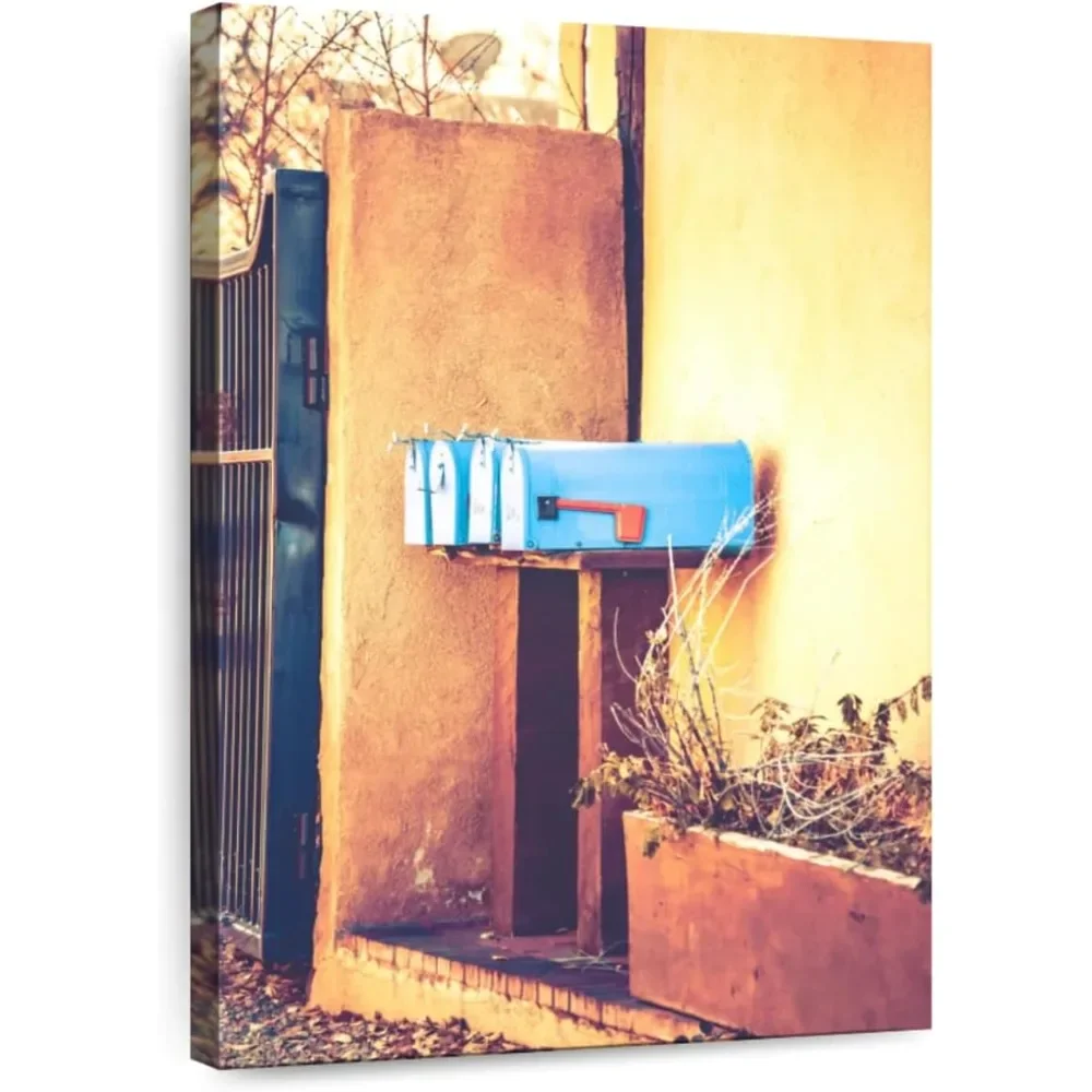 

Blue Mailboxes Wall Art - Vertical Canvas Wall Art - Living Room Wall Decor - Photography Architecture Canvas Art