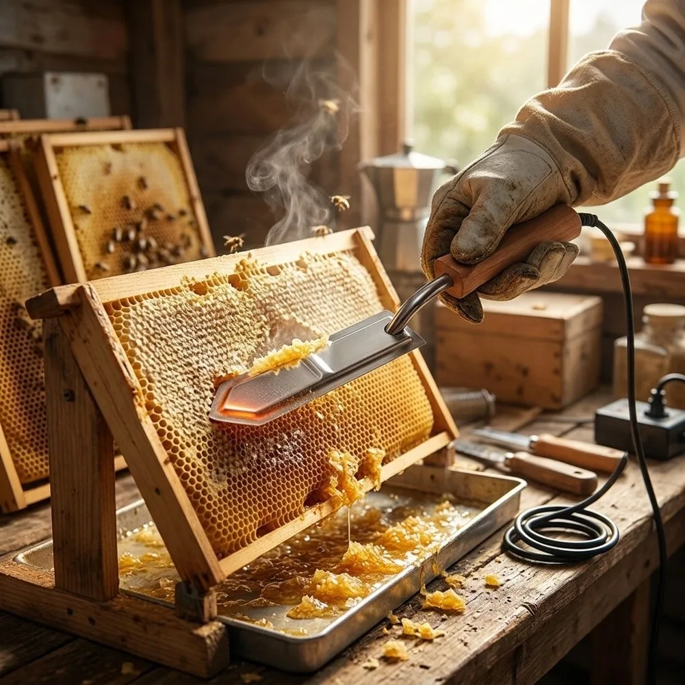 Electric Honey Uncapping Tool Stainless Steel Heated With Insulated Wood Handle For Beekeeping Wax Removal Harvesting Equipment