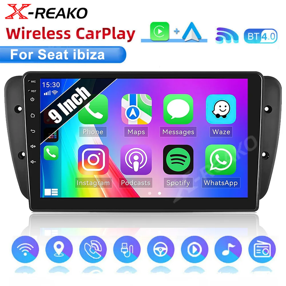 

X-REAKO Android Car Radio For Seat Ibiza 6j 2009 2010 2012 2013 MK4 FR GPS Navigation 2 Din Screen Audio Multimedia WIFI Player