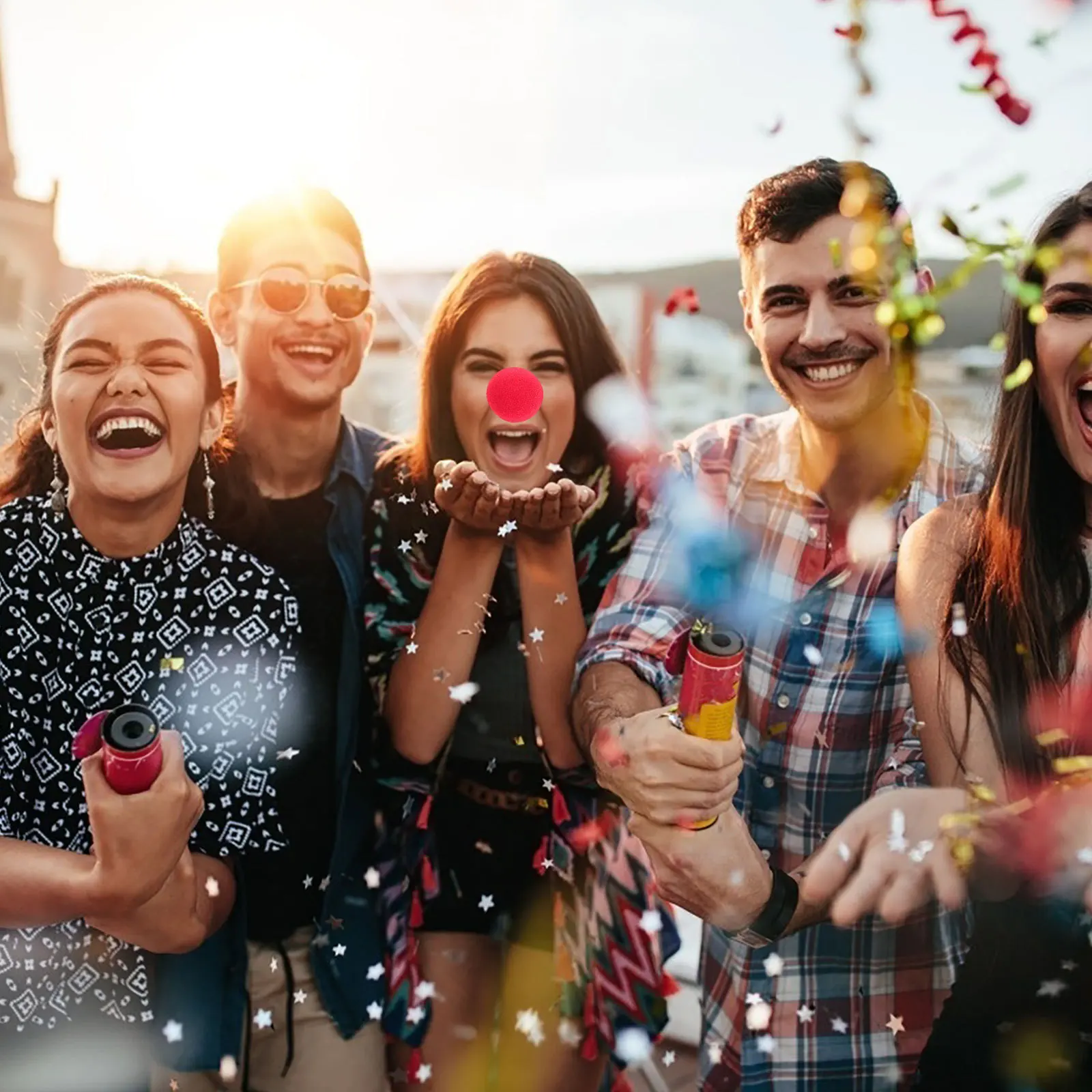 10 pezzi puntelli per naso da clown materiale in spugna rossa leggero e confortevole da indossare per decorazioni per feste di Natale di Halloween