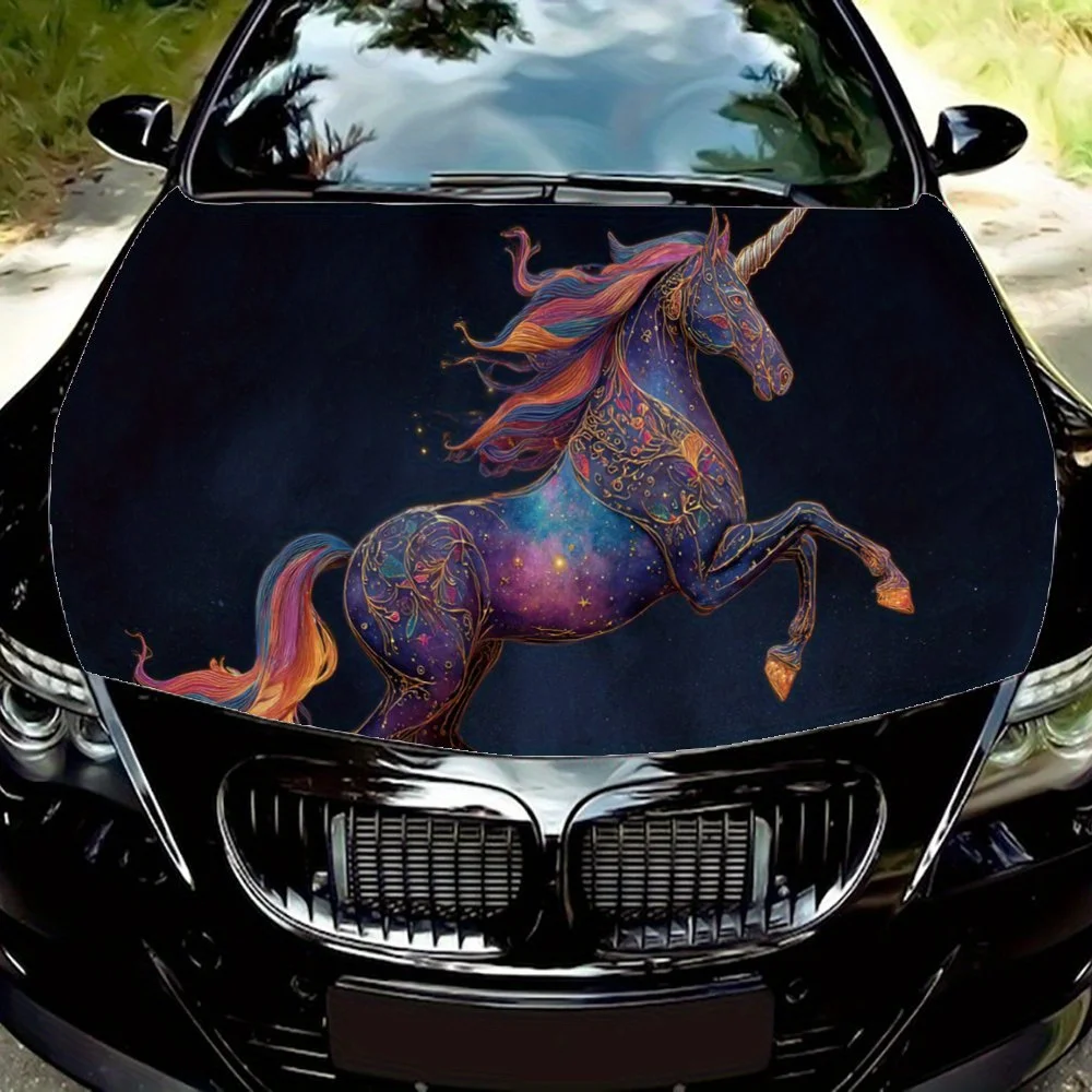 

Unicorn in Starry Night,Car Hood Decal, Self-Adhesive Waterproof PVC Car hood Sticker,Car Decoration Scratch Resistant Sticker P