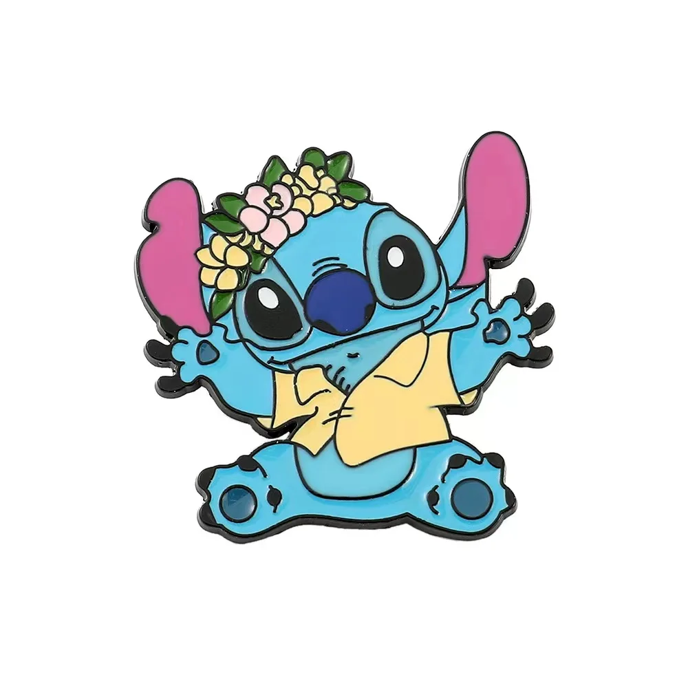 Disney Cartoon Stitch Pins Brooch Set Gift Anime Family Enamel Lapel Pin Clothing Backpack Decoration DIY Accessories