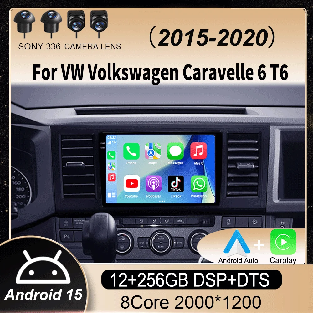 

Android 15 Carplay Auto Car Radio For VW Volkswagen Caravelle 6 T6 2015-2020 Multimedia Video Player Navigation GPS Stereo Audio