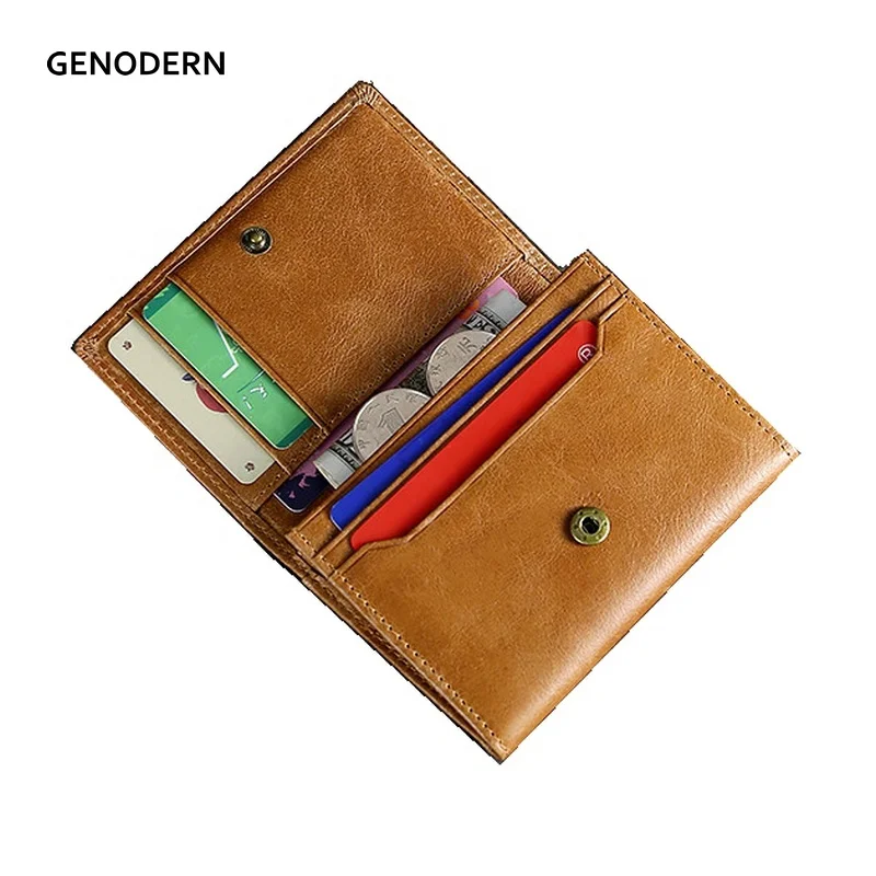 GENODERN RFID Genuine Leather Card Holder Slim Credit Card Case Mini Wallet for Men