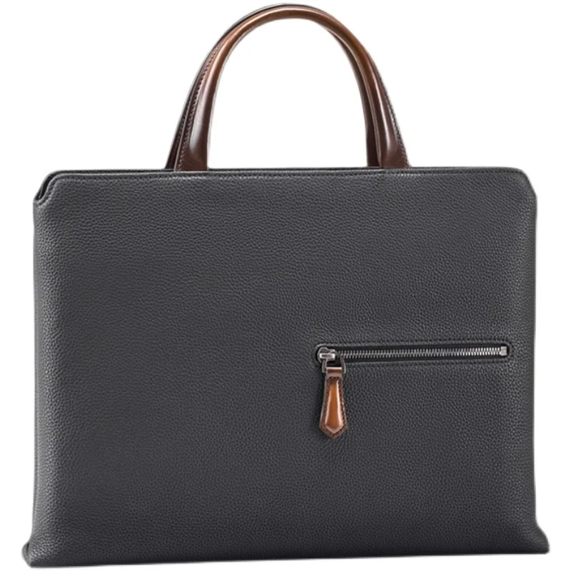 Echt leder Herren Aktentasche Business Casual Querschnitt Herren Handtaschen Laptop tasche einfache ultra dünne tragbare Taschen