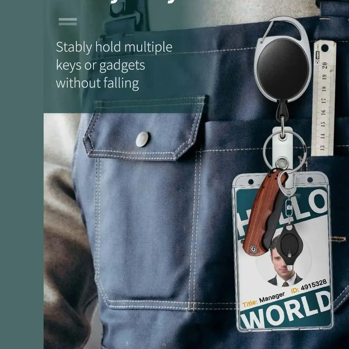 2 set Heavy-Duty Badge Holders with Retractable Clip Transparent Scratch-Proof ID & Keychain Cases for Students Bank Cards