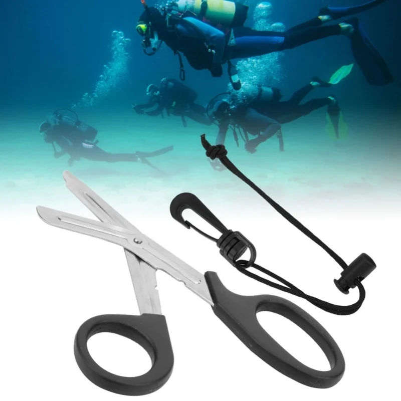 JD-918 420 Stainless Steel Scuba Technology Diving Scissors Underwater Escape Rope Fishing Net Shear