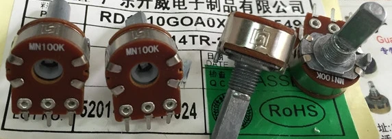 1pcs/lot L-type dual potentiometer MN100K 148 potentiometer balanced handle length 25MMF