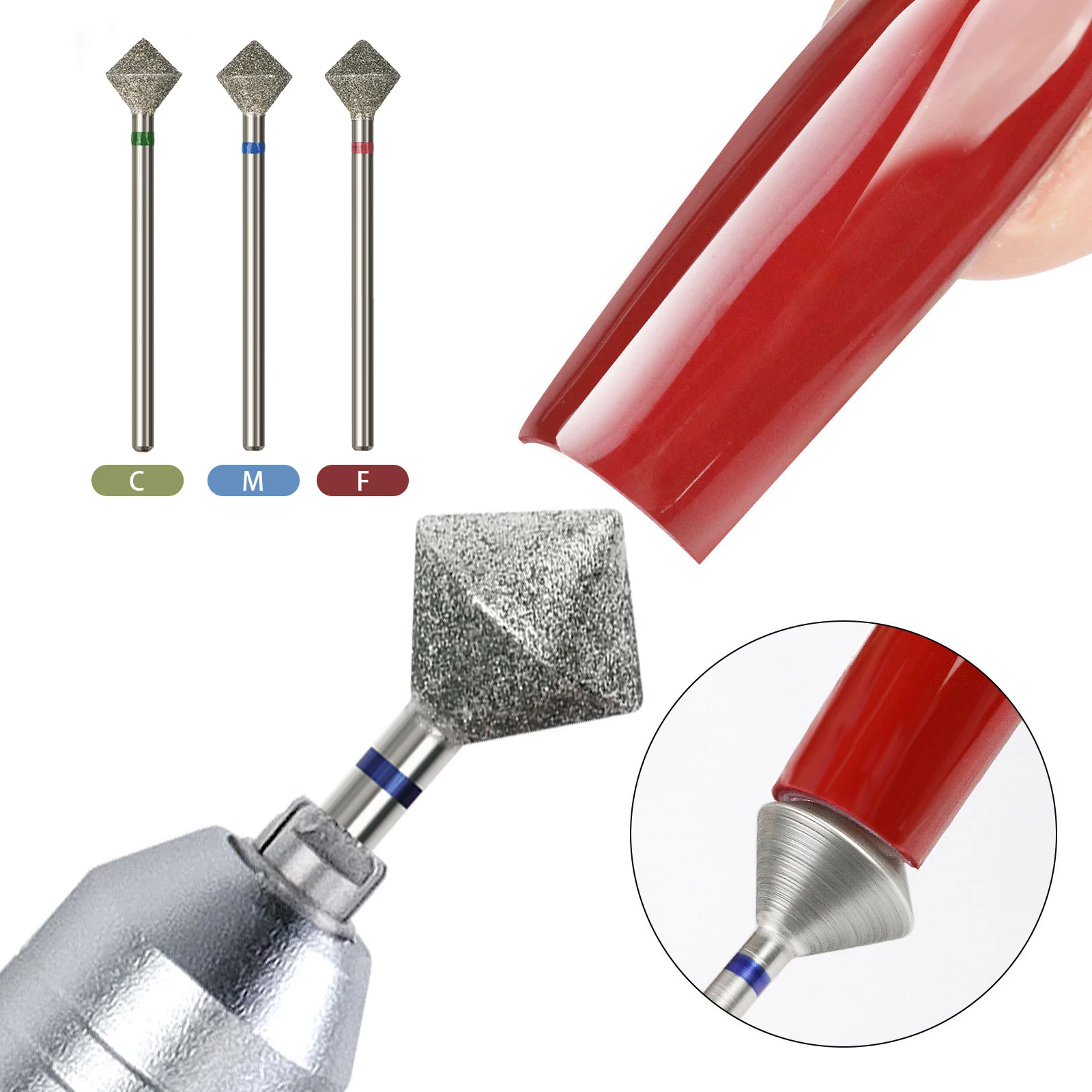 C Radians Diamond Nail Drill Bit Nail Edge Trimming Tool Diamond Sand polishing Manicure Accessories