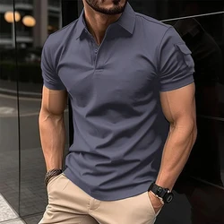 Men's summer American retro heavy short-sleeved POLO shirt; Trend personality arm pocket