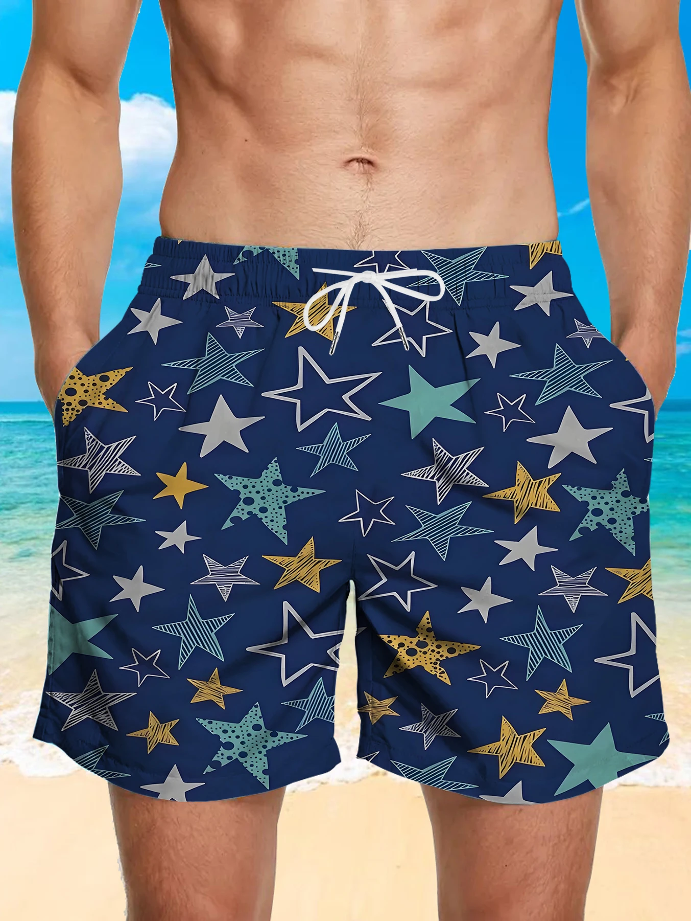 

Abstract Full Print Beach Shorts Men Digital Printed Quick Dry Polyester Bottoms