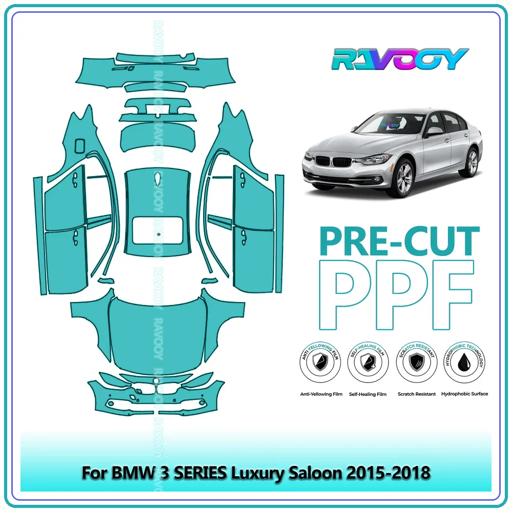 RAVOOY Custom-Fit Precut TPU PPF Full Vehicle Clear Bra Stone Guard EU UK For BMW 3 SERIES Luxury Saloon 2015-2018