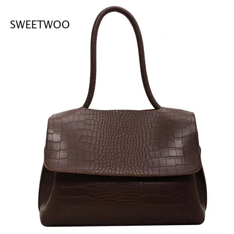 Designer Crocodile Pattern women handbag Large Capacity  Shoulder Bags for female 2021 Casual Totes Pu Leather messenger bag