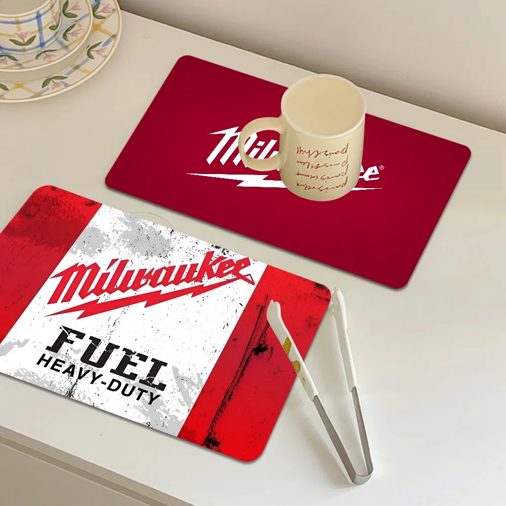 M-Milwaukee Quick Drying Dish Mat Printed Kitchen Non-slip Coffee Cup Pad Drain Mats Dinnerware Cup Bottle Placemat