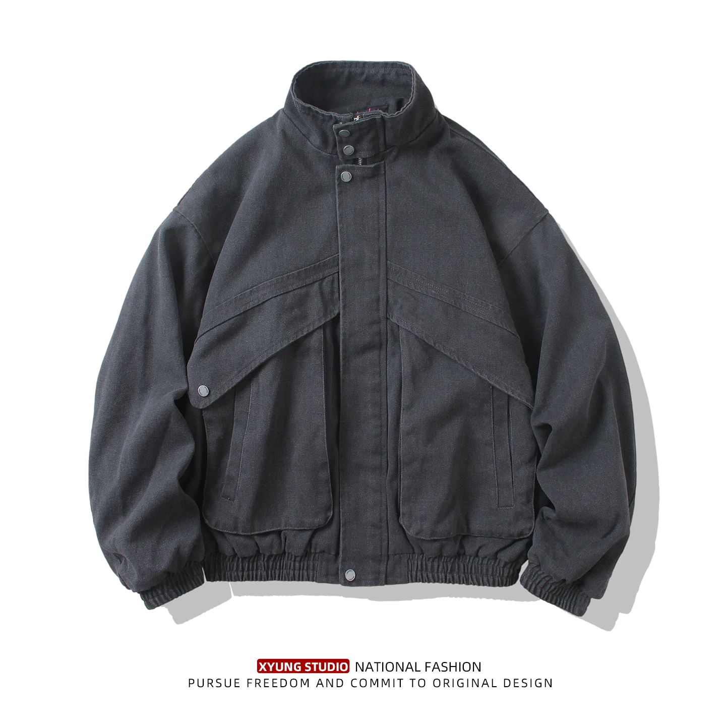 

Retro American Sle Men's Loose Fit Workwear Jaet Autumn New Arrival Outdoor Casual Baseball Outfit Trendy Stand Collar