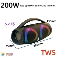 Portable Waterproof 100W High Power Bluetooth Speaker RGB Colorful Light Wireless Subwoofer Stereo Surround Subwoofer boombox