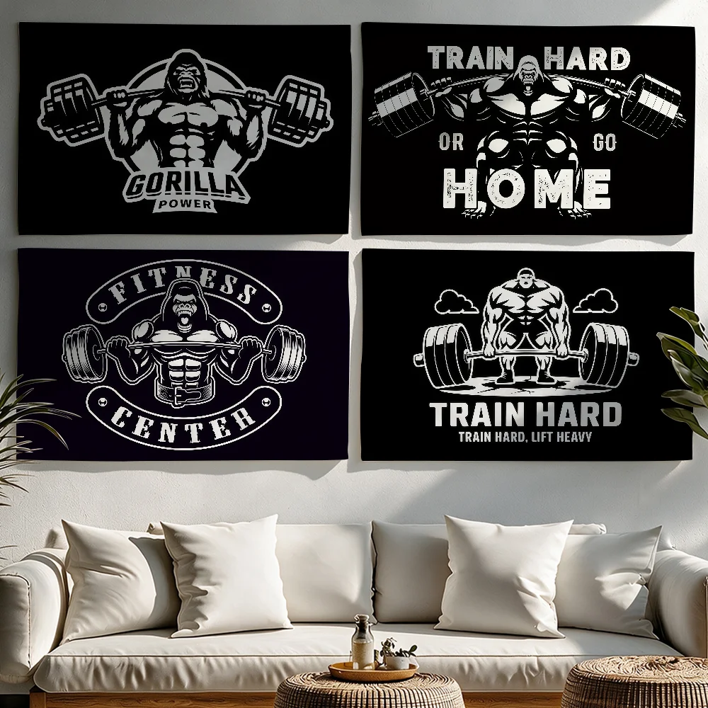 Gorilla Weightlifting flag Tapestries Outdoor Parties Bedrooms Living Rooms Dorm Rooms Wall Decor Banners Gifts