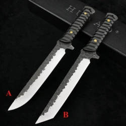 Small swamp rat Outdoor fixed blade Outdoor tool knife EDC Tactical Hunting survival knife Black wood handle PU leather sheath