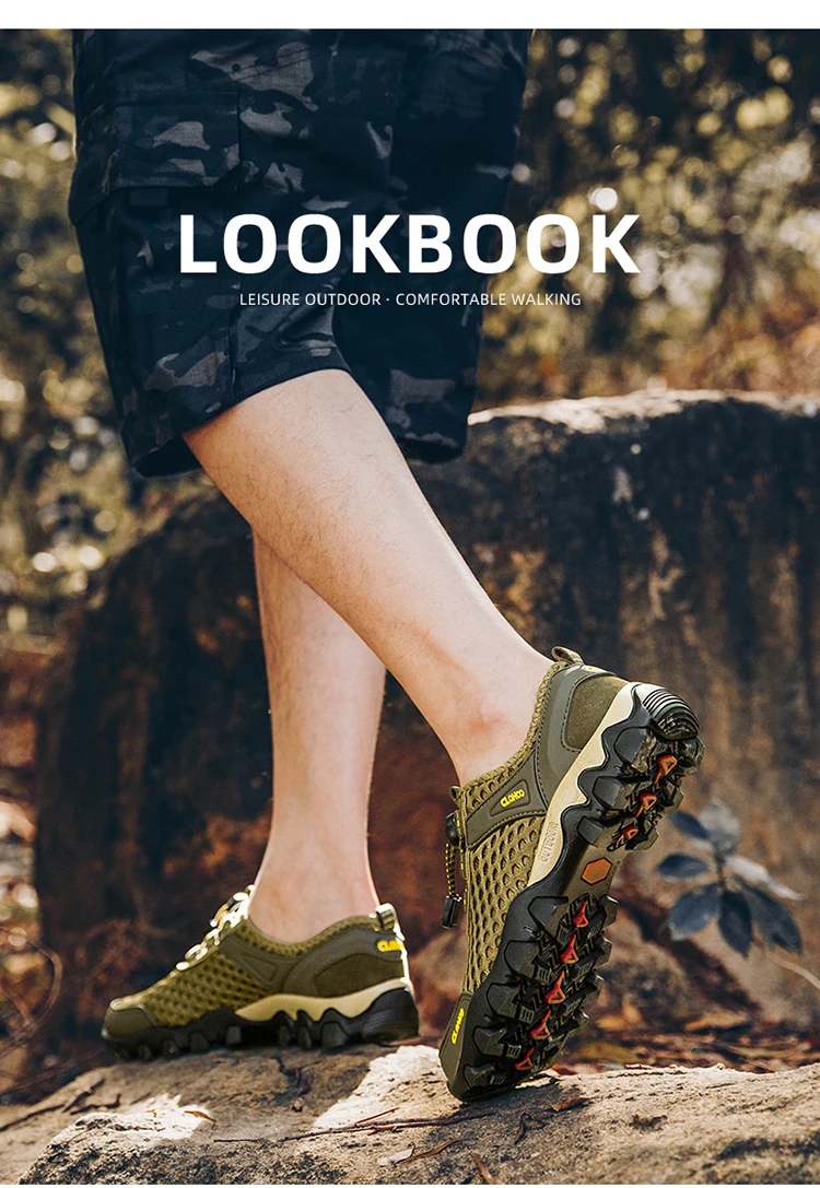 CLOHOO Mesh Shoes Thick Rubber Sole Handmade Cold Glue Casual Outdoor Sports Men's Shoes Breathable Comfortable Summer Sandals