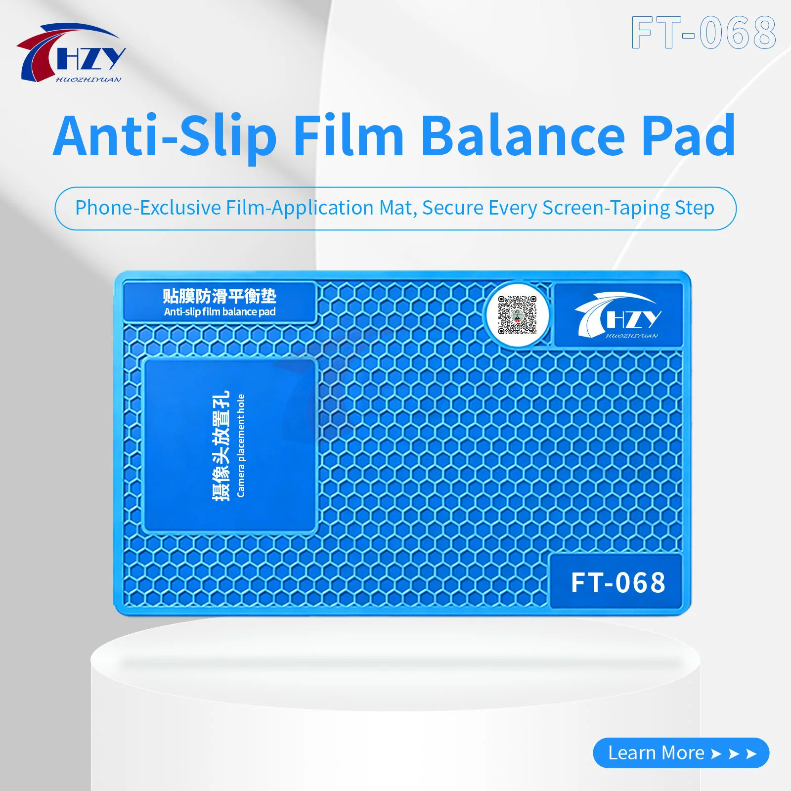 HZY FT-068 Silicone Anti-Slip Mat LCD Screen Repair Pad with Scraper/Camera /Card Slot Design Phone Maintenance Mat for iPhone